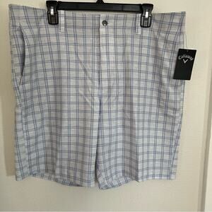New Callaway White & Blue Flat Front Golf Shorts Men's Size 36